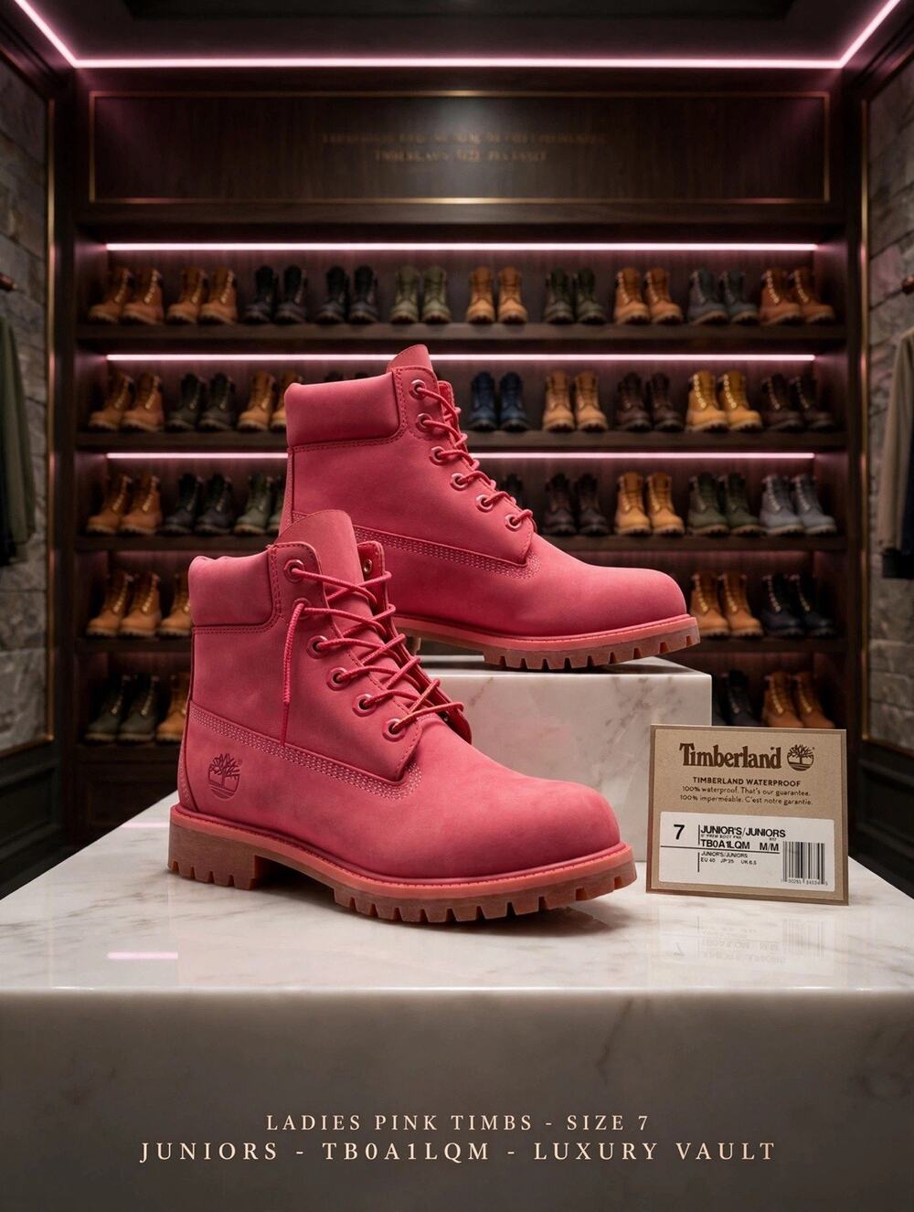 Size 7J= 8.5 W- Timberland 6" Premium Waterproof Boot Pink Nubuck TB0A1LQM